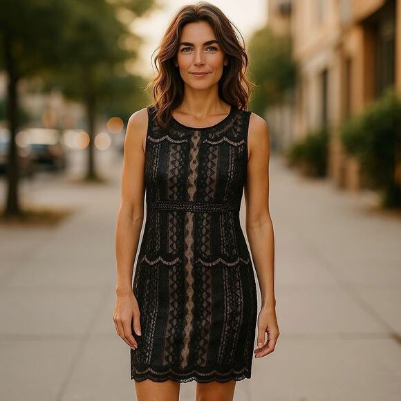 Chico's Black Lace Sleeveless Shift Dress - Picture 1 of 8